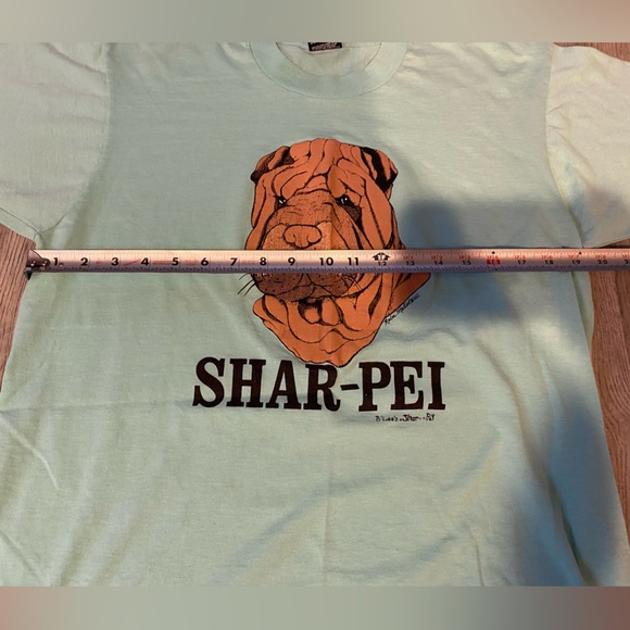 Vtg Screen Stars 90s SHAR-PEI Dog Blue Single Stitch T-Shirt Size L USA Made - Picture 6 of 7